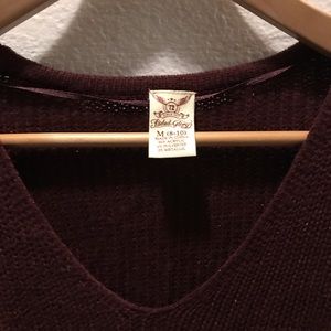 Burgundy sweater with gold sparkle